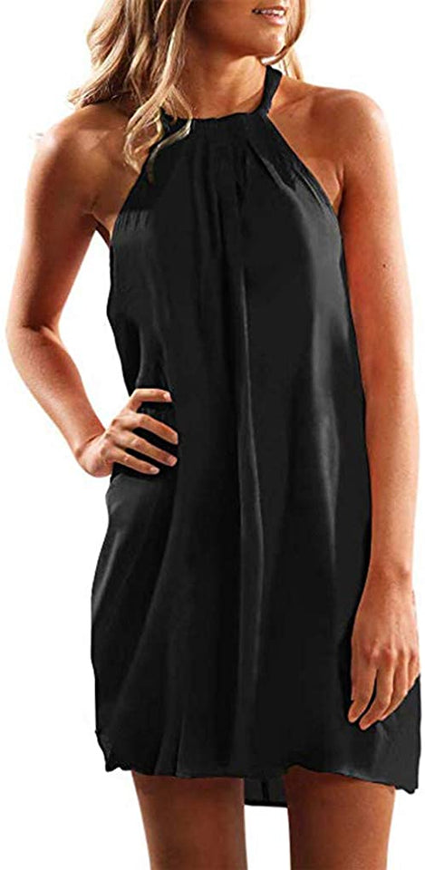 Women clothes Womens Sexy Sleeveless Dresses,Summer Casual Loose Cotton Linen Beach Holiday Party Irregular Dress