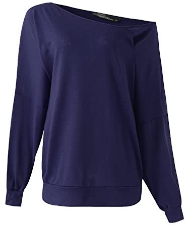 Womens Off The Shoulder Tops Baggy Shirt Long Sleeve Blouse Oversized Sweater Jumper Pullover