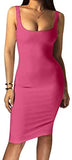 Women's Sexy Bodycon Tank Dress Sleeveless Basic Midi Club Dresses