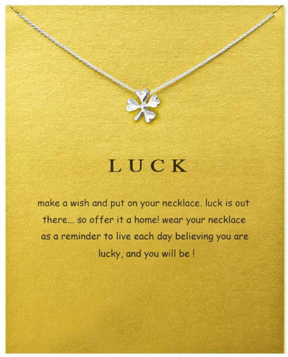 Message Card Compass Pendant Necklace Friendship Starfish Good Luck Elephant Pendant Chain Necklace with Gift Card