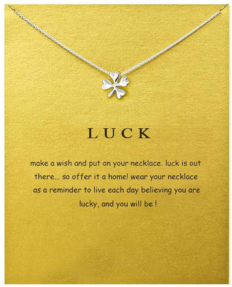 Message Card Compass Pendant Necklace Friendship Starfish Good Luck Elephant Pendant Chain Necklace with Gift Card