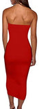 Women's Basic Sleeveless Tube Top Sexy Strapless Bodycon Midi Club Dress