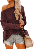 Womens Off The Shoulder Tops Baggy Shirt Long Sleeve Blouse Oversized Sweater Jumper Pullover