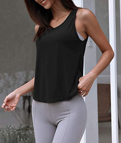 Womens Summer Workout Tops Sexy Backless Yoga Shirts Open Back Activewear Running Sports Gym Quick Dry Tank Tops