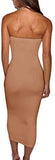 Women's Basic Sleeveless Tube Top Sexy Strapless Bodycon Midi Club Dress