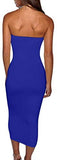 Women's Basic Sleeveless Tube Top Sexy Strapless Bodycon Midi Club Dress