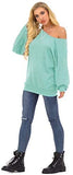 Womens Off The Shoulder Tops Baggy Shirt Long Sleeve Blouse Oversized Sweater Jumper Pullover