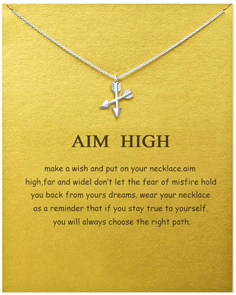 Message Card Compass Pendant Necklace Friendship Starfish Good Luck Elephant Pendant Chain Necklace with Gift Card