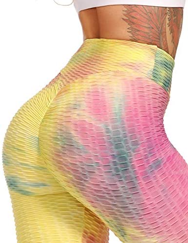Womens High Waisted Yoga Pants Tummy Control Scrunched Booty Leggings Workout Running Butt Lift Textured Tights