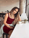 Women's Sexy Bodycon Tank Dress Sleeveless Basic Midi Club Dresses