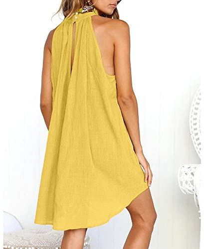 Women clothes Womens Sexy Sleeveless Dresses,Summer Casual Loose Cotton Linen Beach Holiday Party Irregular Dress