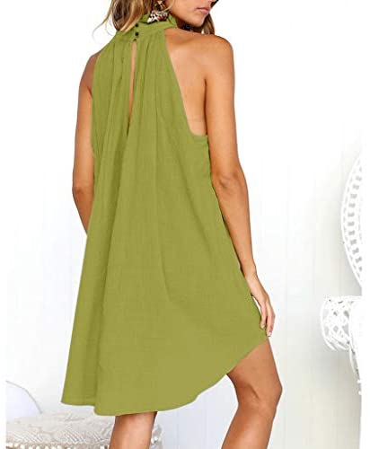 Women clothes Womens Sexy Sleeveless Dresses,Summer Casual Loose Cotton Linen Beach Holiday Party Irregular Dress