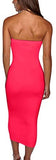 Women's Basic Sleeveless Tube Top Sexy Strapless Bodycon Midi Club Dress