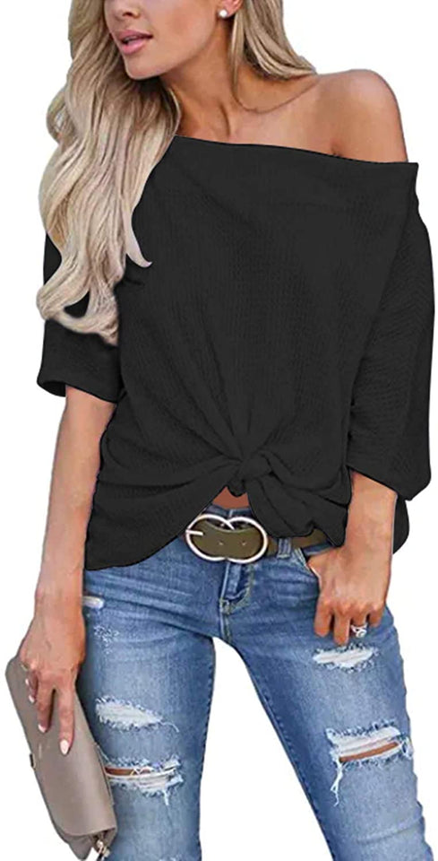 Womens Off The Shoulder Tops Baggy Shirt Long Sleeve Blouse Oversized Sweater Jumper Pullover