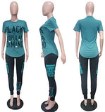 Womens Sexy 2 Piece Sports Outfit Set Shirt Bodycon Pants Joggers Clubwear Tracksuit Sportswear Set