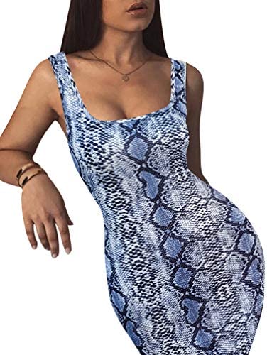 Women's Sexy Bodycon Tank Dress Sleeveless Basic Midi Club Dresses