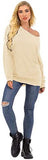 Womens Off The Shoulder Tops Baggy Shirt Long Sleeve Blouse Oversized Sweater Jumper Pullover