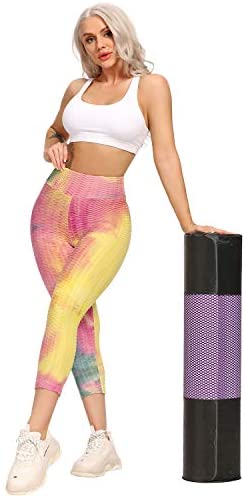 Womens High Waisted Yoga Pants Tummy Control Scrunched Booty Leggings Workout Running Butt Lift Textured Tights