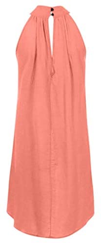 Women clothes Womens Sexy Sleeveless Dresses,Summer Casual Loose Cotton Linen Beach Holiday Party Irregular Dress