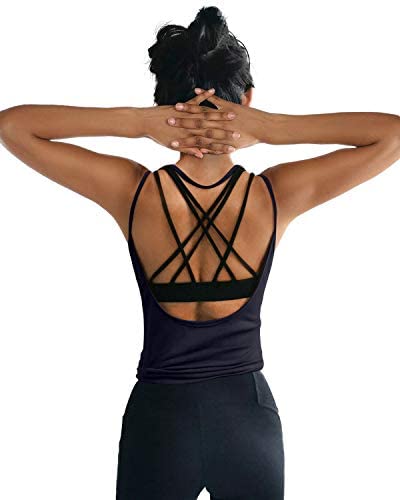 Womens Summer Workout Tops Sexy Backless Yoga Shirts Open Back Activewear Running Sports Gym Quick Dry Tank Tops