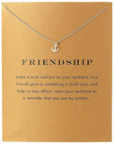 Message Card Compass Pendant Necklace Friendship Starfish Good Luck Elephant Pendant Chain Necklace with Gift Card