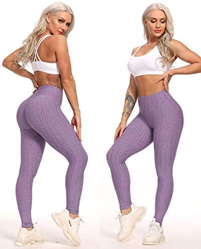 Womens High Waisted Yoga Pants Tummy Control Scrunched Booty Leggings Workout Running Butt Lift Textured Tights