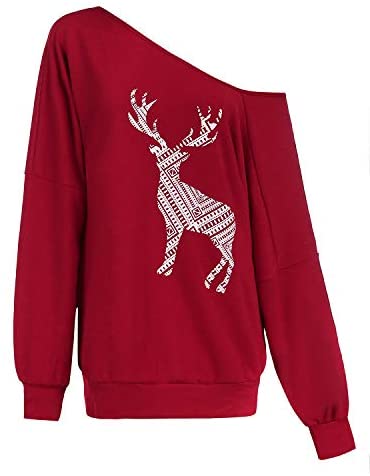 Womens Off The Shoulder Tops Baggy Shirt Long Sleeve Blouse Oversized Sweater Jumper Pullover