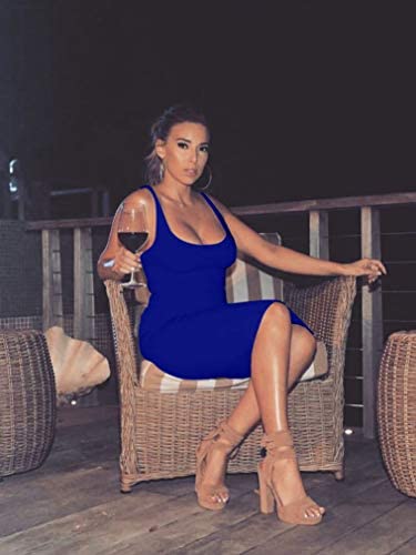 Women's Sexy Bodycon Tank Dress Sleeveless Basic Midi Club Dresses