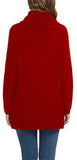 Women's Solid Color Chunky Button Pullover Sweater Turtle Cowl Neck Asymmetric Hem Knit Sweater