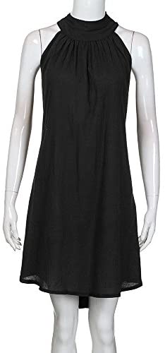 Women clothes Womens Sexy Sleeveless Dresses,Summer Casual Loose Cotton Linen Beach Holiday Party Irregular Dress