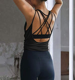 Womens Summer Workout Tops Sexy Backless Yoga Shirts Open Back Activewear Running Sports Gym Quick Dry Tank Tops