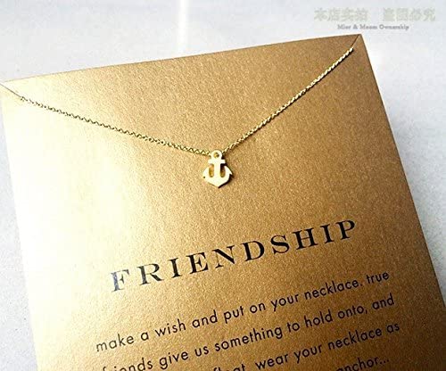 Message Card Compass Pendant Necklace Friendship Starfish Good Luck Elephant Pendant Chain Necklace with Gift Card