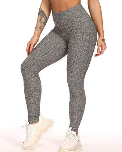 Womens High Waisted Yoga Pants Tummy Control Scrunched Booty Leggings Workout Running Butt Lift Textured Tights