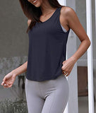 Womens Summer Workout Tops Sexy Backless Yoga Shirts Open Back Activewear Running Sports Gym Quick Dry Tank Tops