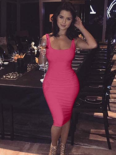 Women's Sexy Bodycon Tank Dress Sleeveless Basic Midi Club Dresses