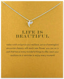 Message Card Compass Pendant Necklace Friendship Starfish Good Luck Elephant Pendant Chain Necklace with Gift Card