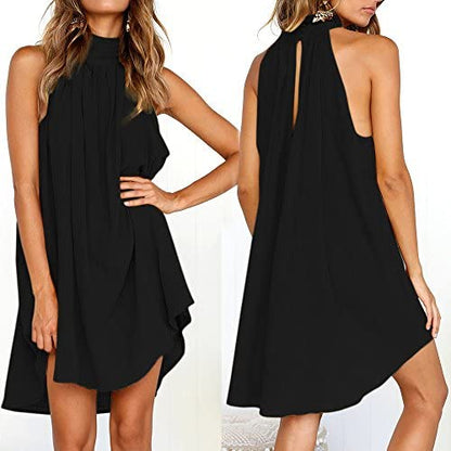Women clothes Womens Sexy Sleeveless Dresses,Summer Casual Loose Cotton Linen Beach Holiday Party Irregular Dress
