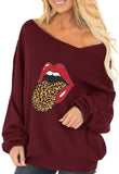 Womens Off The Shoulder Tops Baggy Shirt Long Sleeve Blouse Oversized Sweater Jumper Pullover
