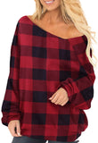 Womens Off The Shoulder Tops Baggy Shirt Long Sleeve Blouse Oversized Sweater Jumper Pullover