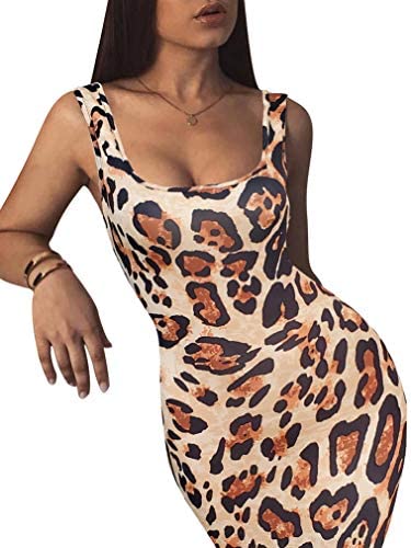Women's Sexy Bodycon Tank Dress Sleeveless Basic Midi Club Dresses
