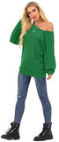 Womens Off The Shoulder Tops Baggy Shirt Long Sleeve Blouse Oversized Sweater Jumper Pullover