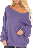 Womens Off The Shoulder Tops Baggy Shirt Long Sleeve Blouse Oversized Sweater Jumper Pullover