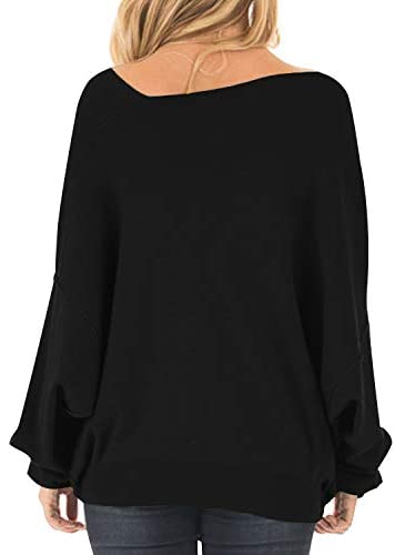 Womens Off The Shoulder Tops Baggy Shirt Long Sleeve Blouse Oversized Sweater Jumper Pullover