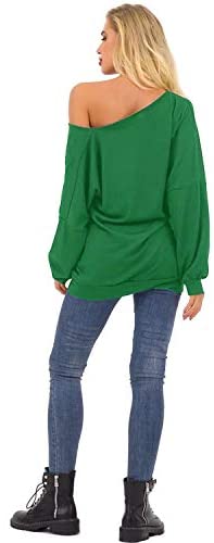 Womens Off The Shoulder Tops Baggy Shirt Long Sleeve Blouse Oversized Sweater Jumper Pullover
