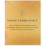 Message Card Compass Pendant Necklace Friendship Starfish Good Luck Elephant Pendant Chain Necklace with Gift Card