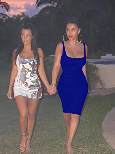 Women's Sexy Bodycon Tank Dress Sleeveless Basic Midi Club Dresses