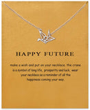 Message Card Compass Pendant Necklace Friendship Starfish Good Luck Elephant Pendant Chain Necklace with Gift Card