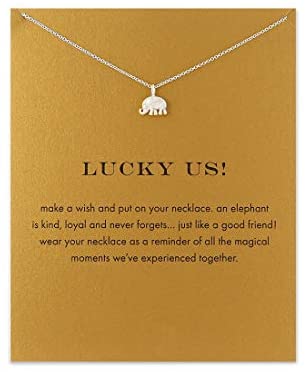 Message Card Compass Pendant Necklace Friendship Starfish Good Luck Elephant Pendant Chain Necklace with Gift Card