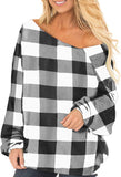 Womens Off The Shoulder Tops Baggy Shirt Long Sleeve Blouse Oversized Sweater Jumper Pullover