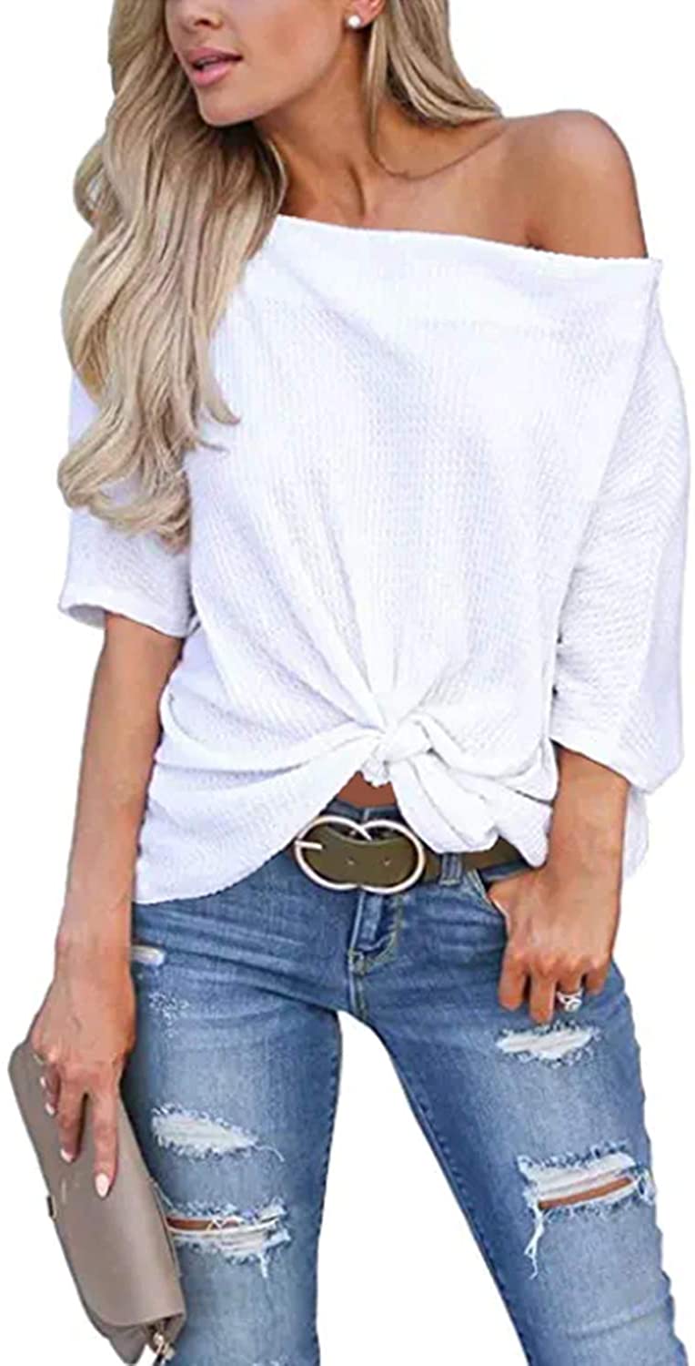 Womens Off The Shoulder Tops Baggy Shirt Long Sleeve Blouse Oversized Sweater Jumper Pullover